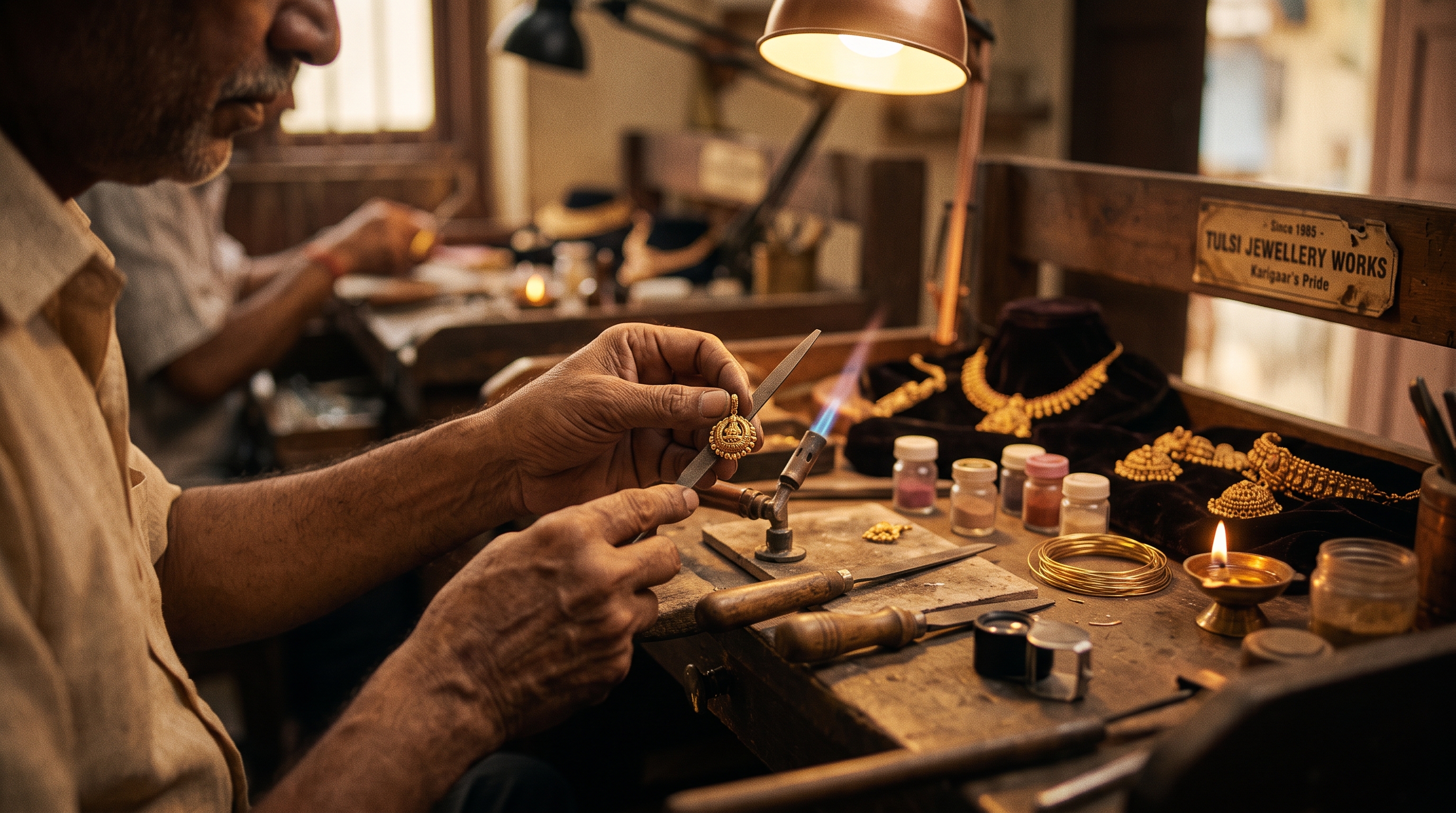 Jewellery craftsman handcrafting an ornament